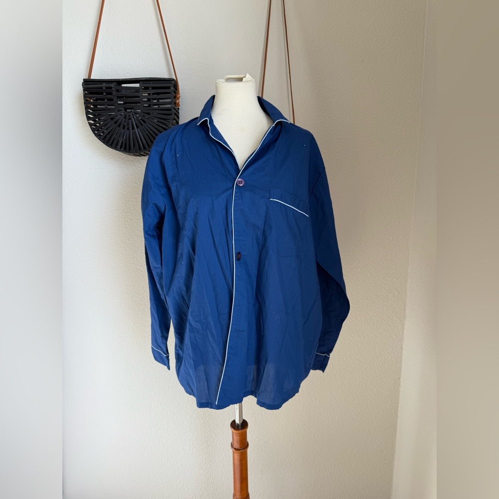 Vintage Manhattan Blue Button Down Shirt, Size Large